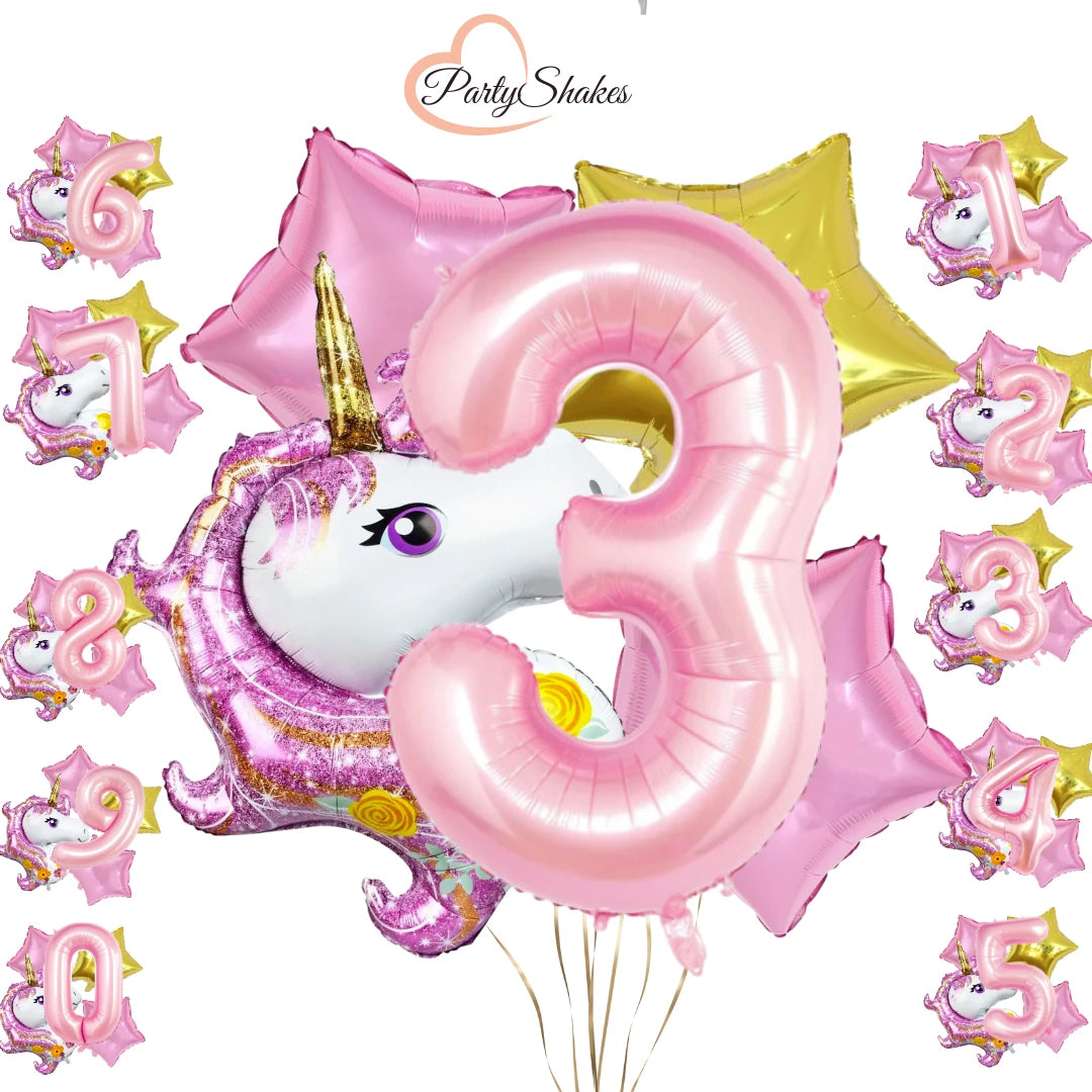 5pcs 40inch Kids Happy Birthday Unicorn Balloon Set - Partyshakes 3 balloons