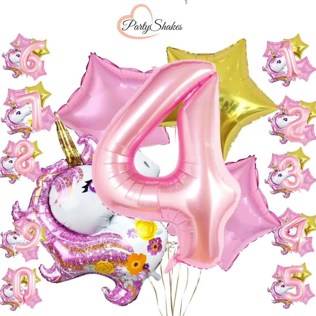 5pcs 40inch Kids Happy Birthday Unicorn Balloon Set - Partyshakes 4 balloons