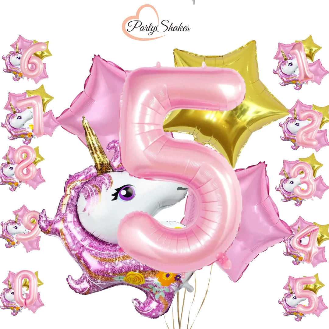 5pcs 40inch Kids Happy Birthday Unicorn Balloon Set - Partyshakes 5 balloons