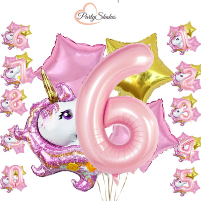 5pcs 40inch Kids Happy Birthday Unicorn Balloon Set - Partyshakes 6 balloons
