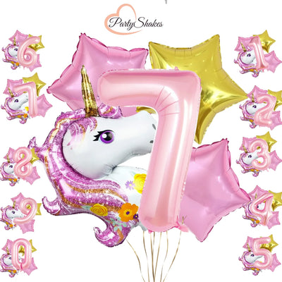 5pcs 40inch Kids Happy Birthday Unicorn Balloon Set - Partyshakes 7 balloons