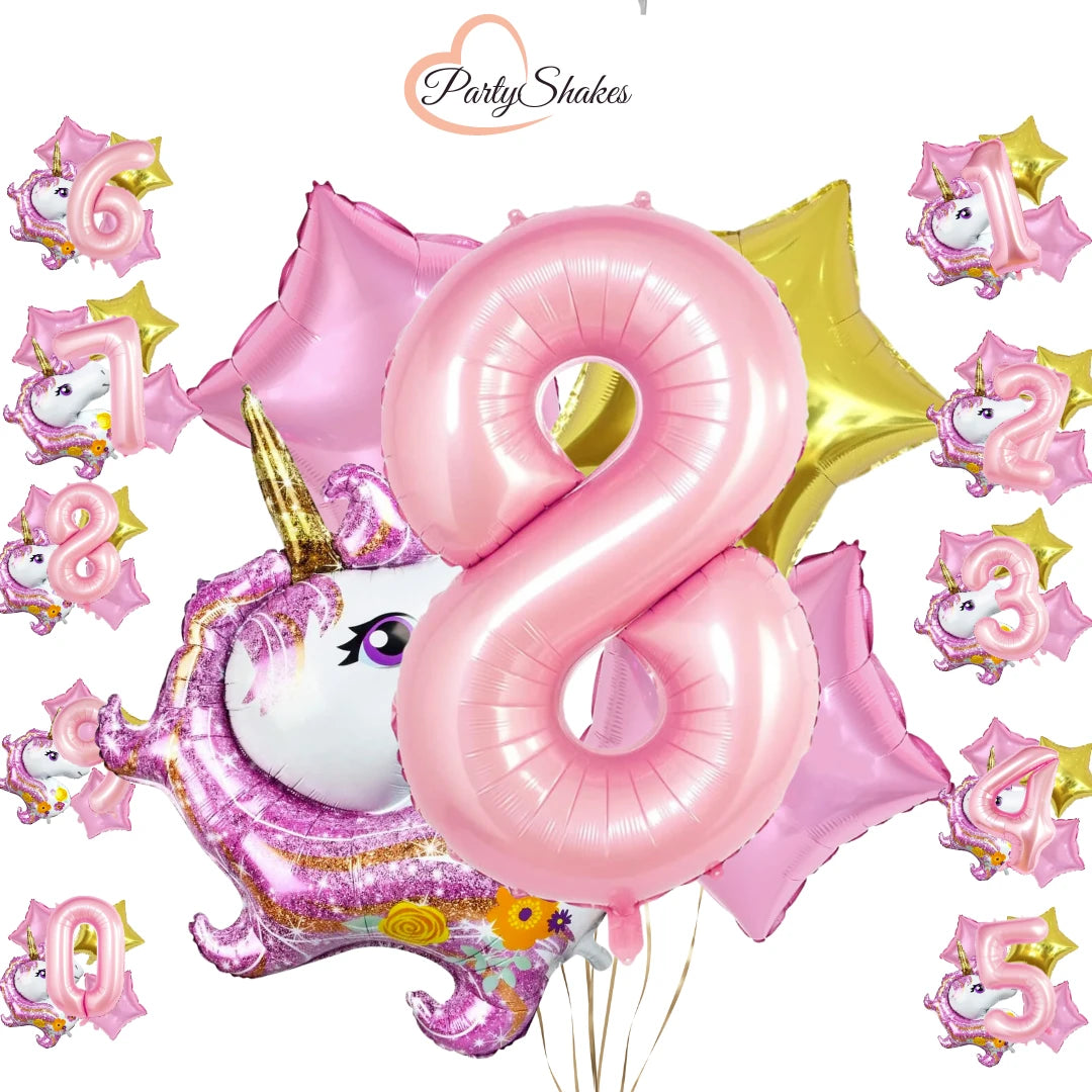 5pcs 40inch Kids Happy Birthday Unicorn Balloon Set - Partyshakes 8 balloons