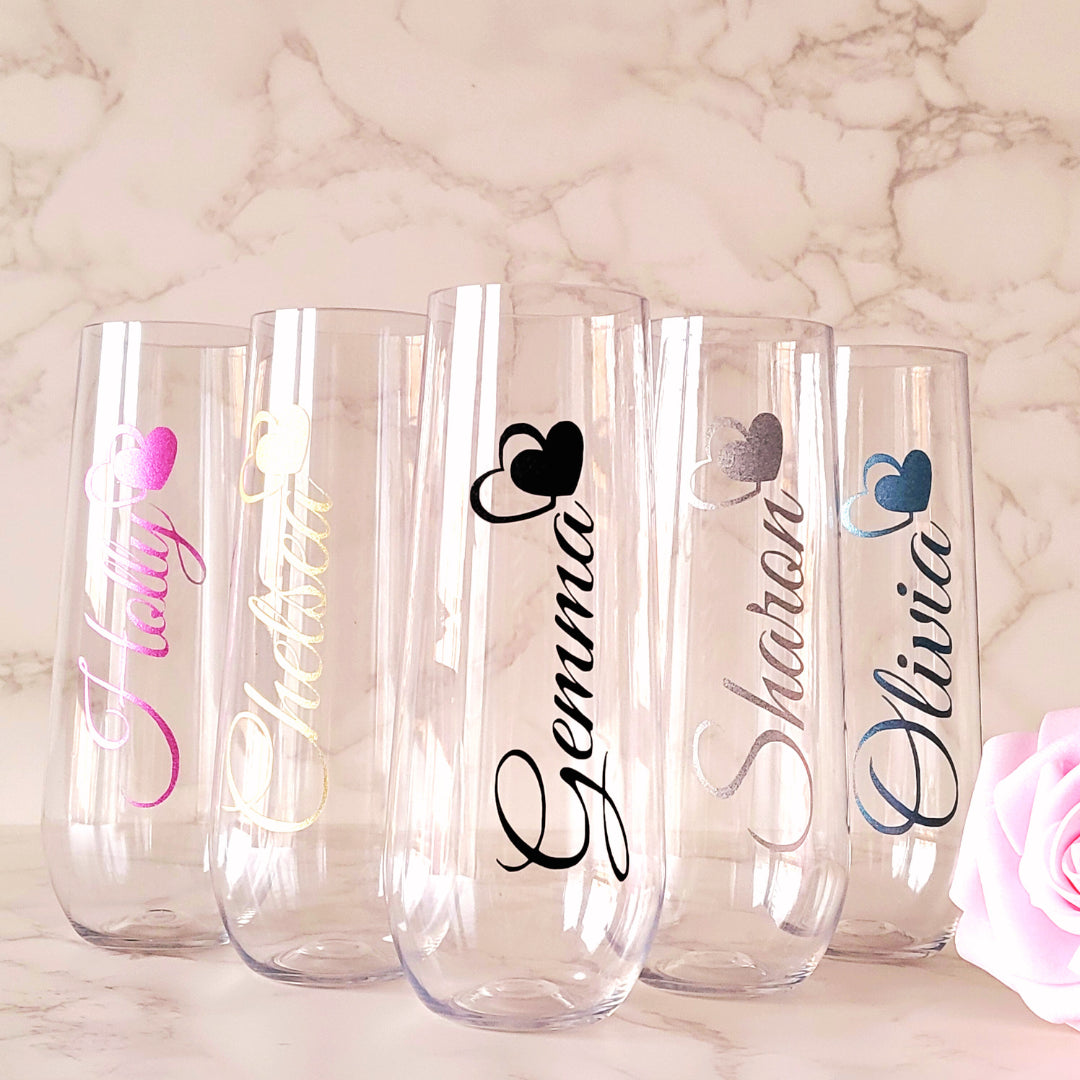 6pcs Personalised Clear Plastic Tumbler 255ml Cup for Birthdays, Christmas, Hen Do