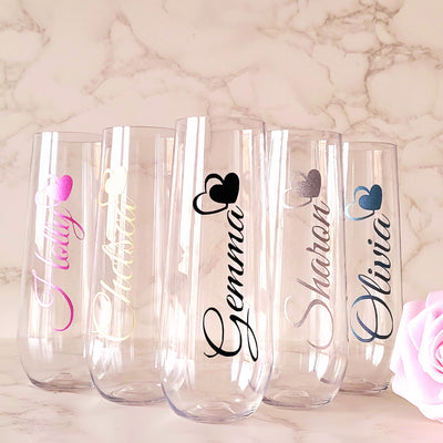 6pcs Personalised Clear Plastic Tumbler 255ml Cup for Birthdays, Christmas, Hen Do