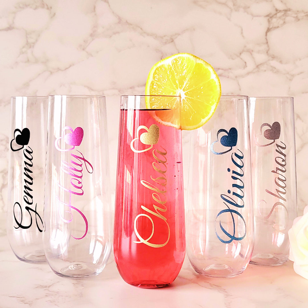 6pcs Personalised Clear Plastic Tumbler 255ml Cup for Birthdays, Christmas, Hen Do