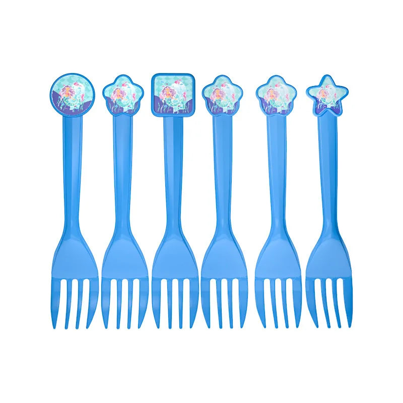 6pcs Mermaid Party Knives, Forks and Spoons - Partyshakes Forks Tableware