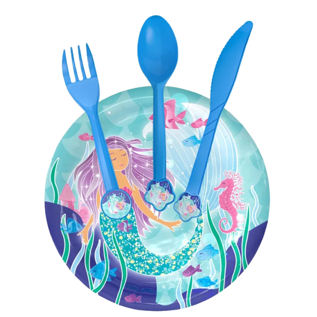 6pcs Mermaid Party Knives, Forks and Spoons - Partyshakes Tableware