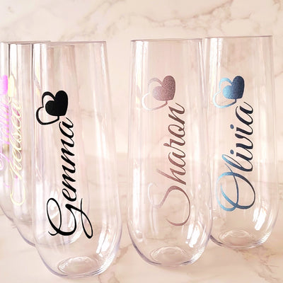 6pcs Personalised Clear Plastic Tumbler 255ml Cup for Birthdays, Christmas, Hen Do