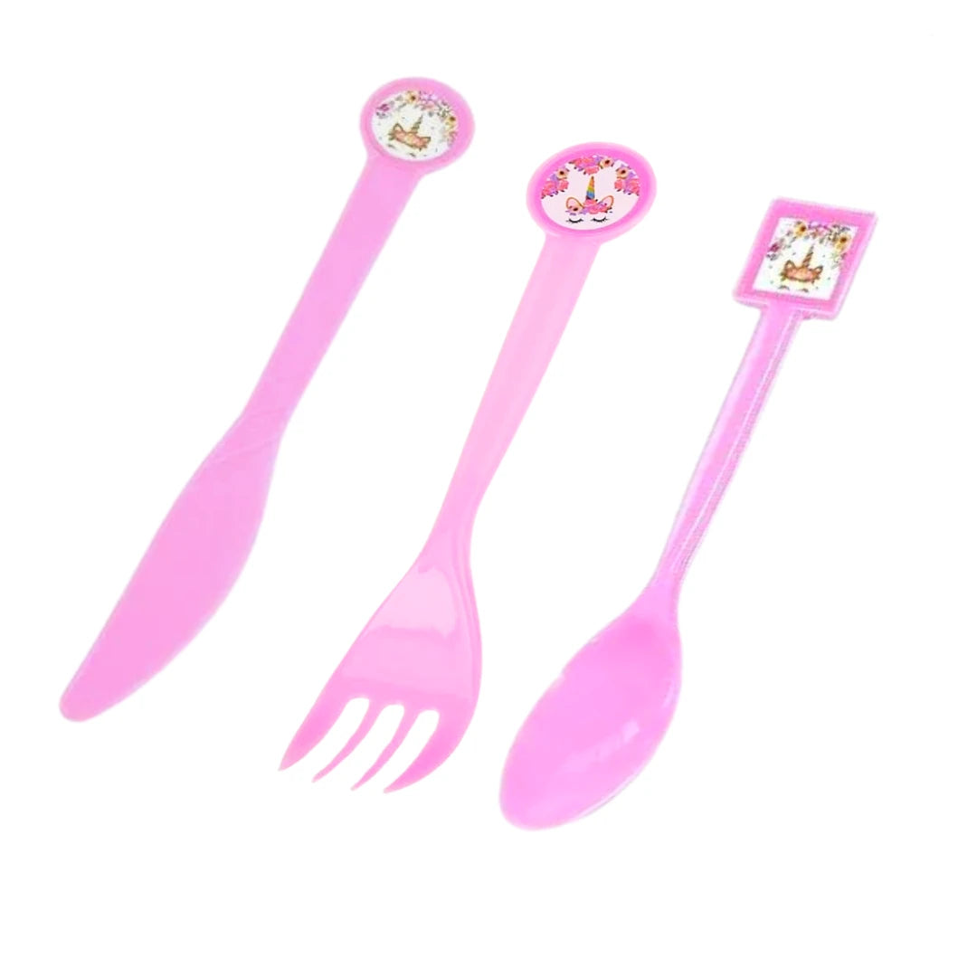 6pcs Unicorn Party Knives, Forks and Spoons - Partyshakes Spoons/Knives/Forks Tableware