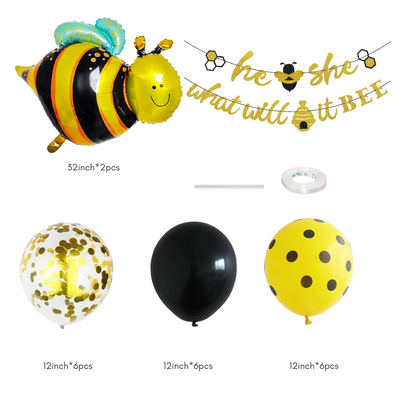 Bee Gender Reveal Balloon Set, Giant Bee Foil Balloon Bouquet