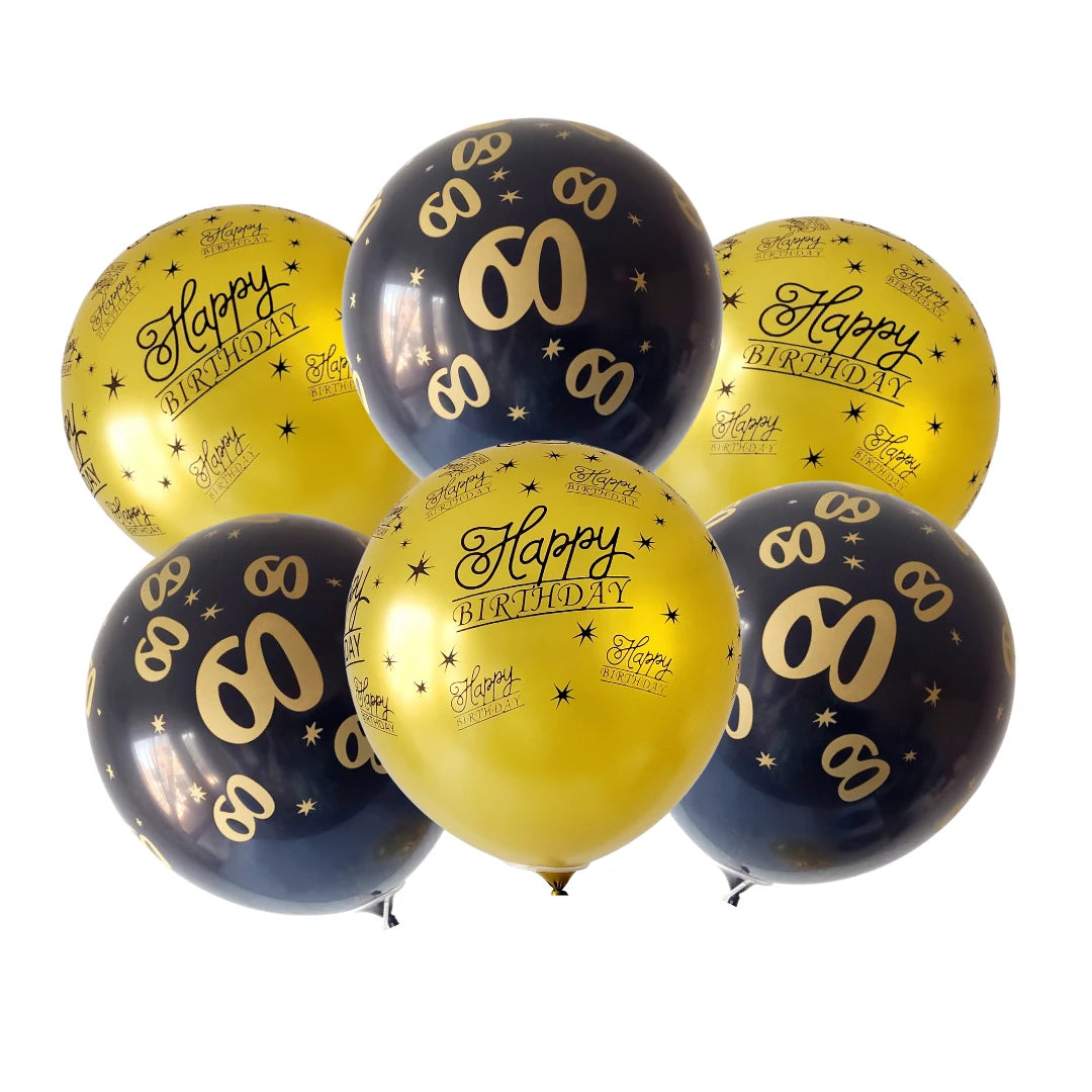 10pcs Mixed Gold and Black Birthday Party Latex Balloons