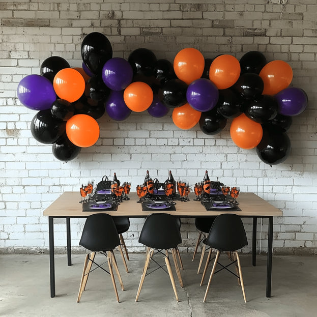 Black, Orange and Purple Halloween Balloon Garland