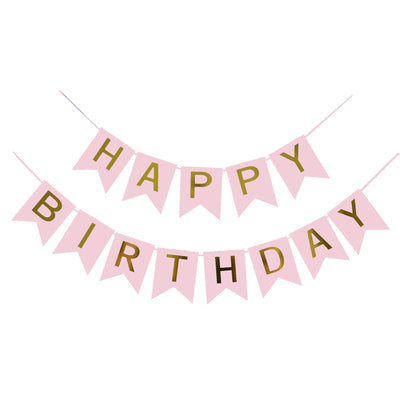 Blue, Black and Pink Happy Birthday Party Banner