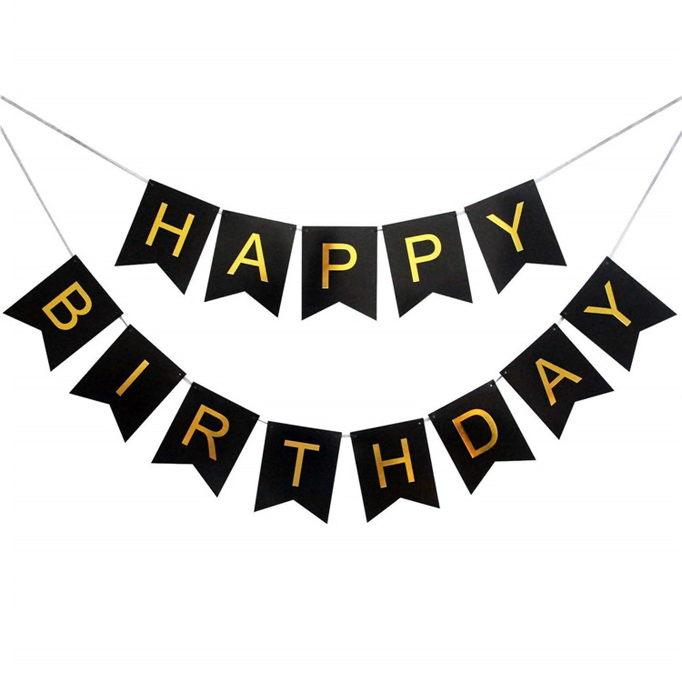 Blue, Black and Pink Happy Birthday Party Banner