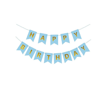 Blue, Black and Pink Happy Birthday Party Banner