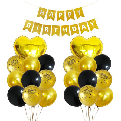 Black and Gold Birthday and Anniversay Party Latex Balloons