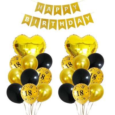 Black and Gold Birthday and Anniversay Party Latex Balloons