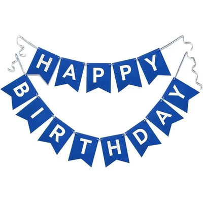 Blue or Black Happy Birthday Party Banner