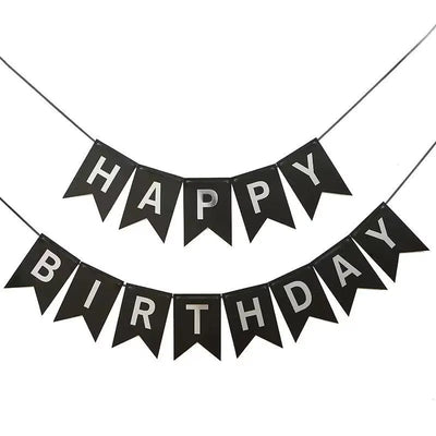 Blue or Black Happy Birthday Party Banner