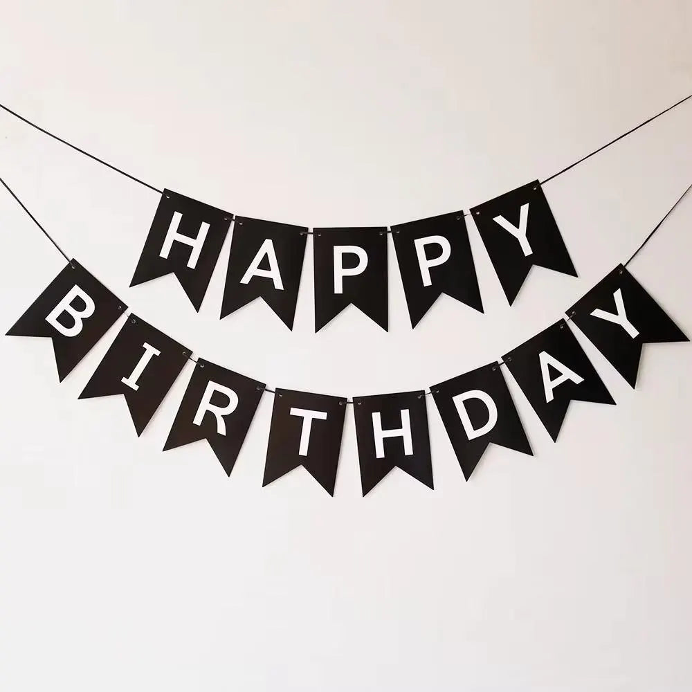 Blue or Black Happy Birthday Party Banner