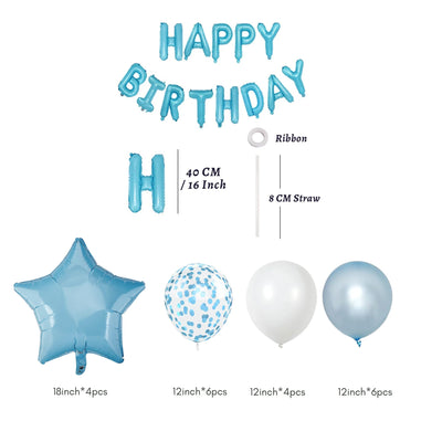 Blue 16-inch Happy Birthday Foil Balloon Set for Birthdays - Partyshakes balloons