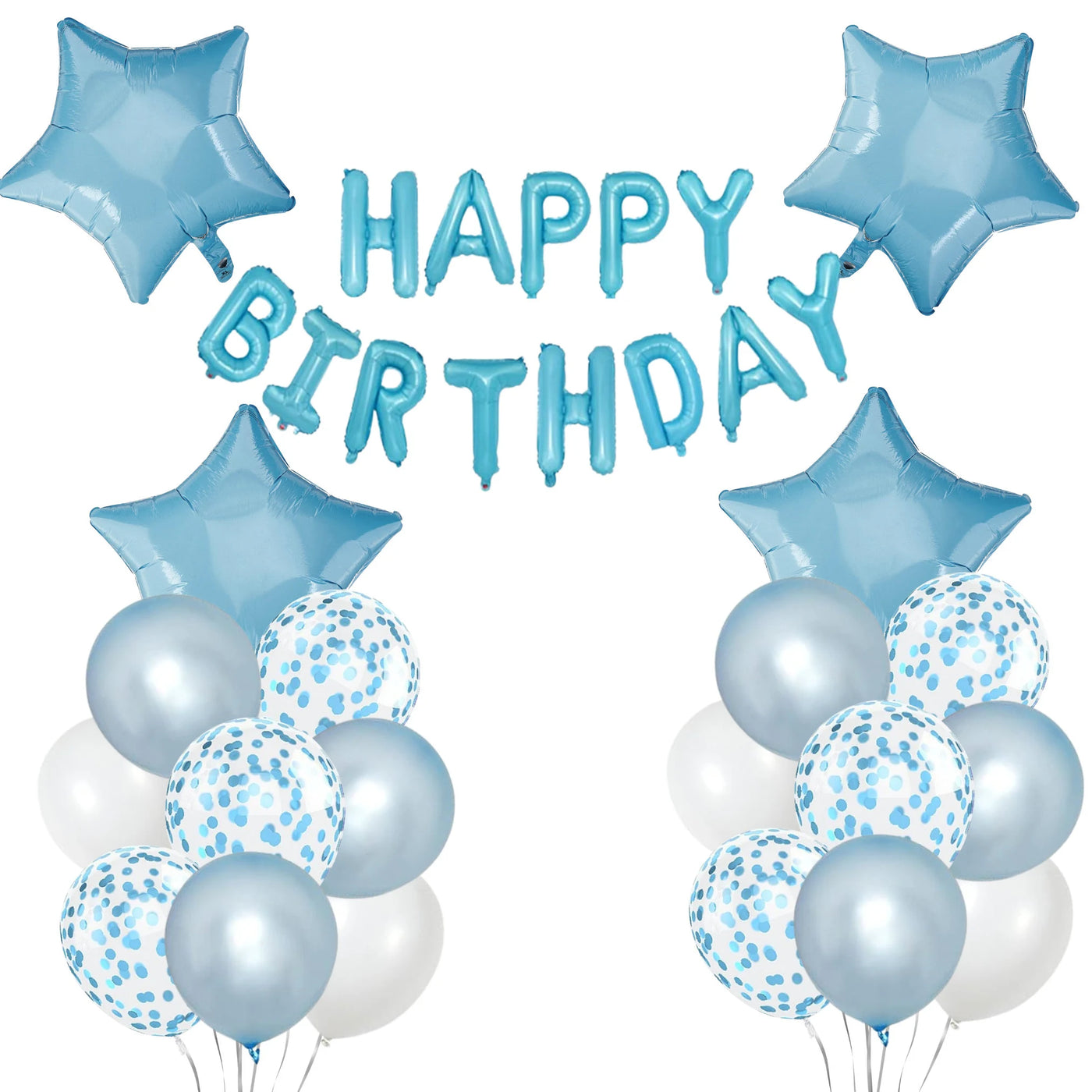 Blue 16-inch Happy Birthday Foil Balloon Set for Birthdays - Partyshakes balloons