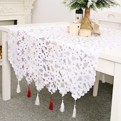 Christmas Linen Printed Fabric Table Runner