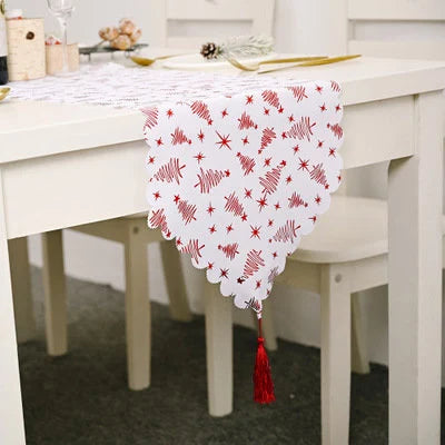 Christmas Linen Printed Fabric Table Runner