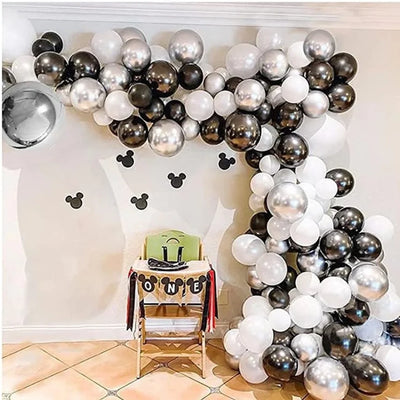 DIY Black and Silver Chrome Balloon Garland Kit