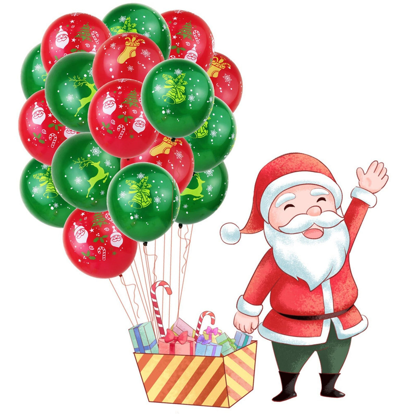 10pcs Red and Green Christmas Latex balloons-Santa balloon-Reindeer - Partyshakes Christmas Balloons