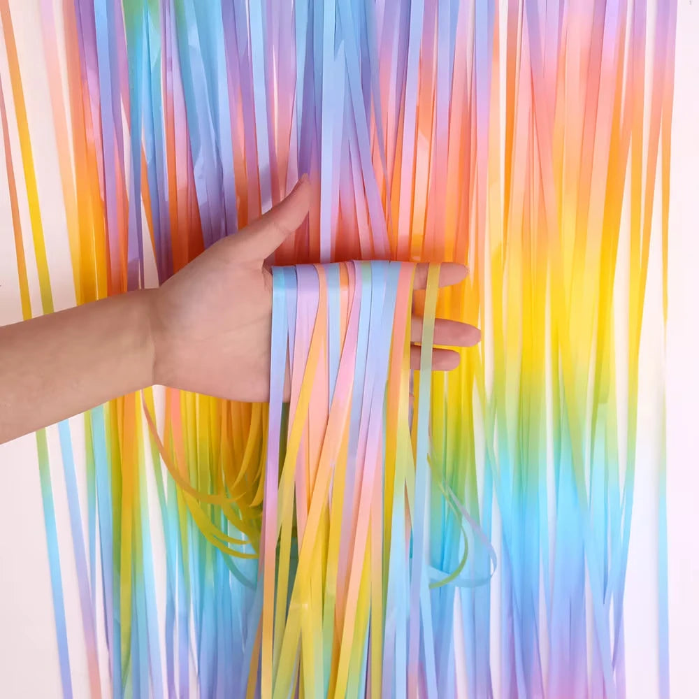 Fringe Backdrop Pastel Rainbow - Partyshakes Curtains