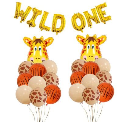 Gold Wild One Foil Balloon Jungle Party Decoration Set