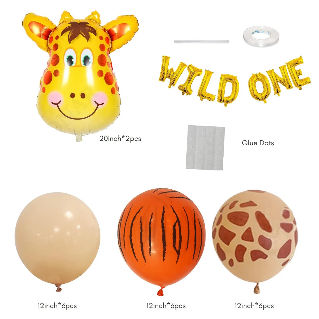 Gold Wild One Foil Balloon Jungle Party Decoration Set