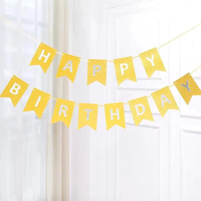 Silver or Gold Glitter Happy Birthday Banner