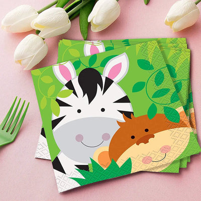 Pack of 16pcs Jungle Animal Party paper Napkins - 2Ply - Partyshakes Party Supplies