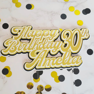 Handmade Gold Personalised Birthday Cake Topper