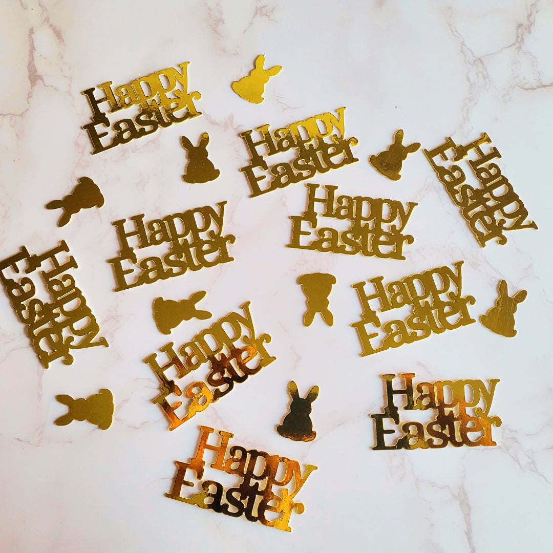 Happy Easter Gold, Silver, Rose Gold Table Confetti Decorations