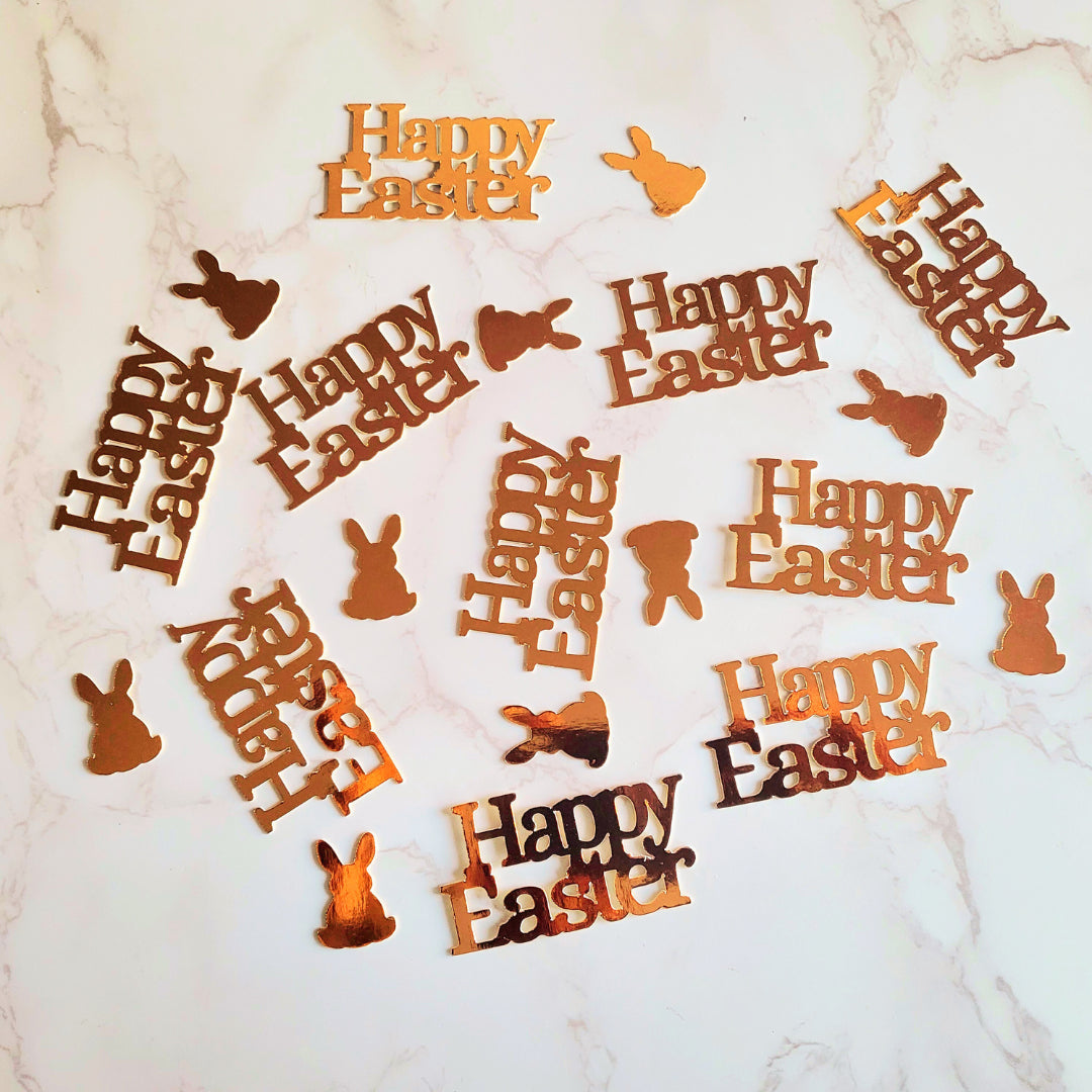 Happy Easter Gold, Silver, Rose Gold Table Confetti Decorations