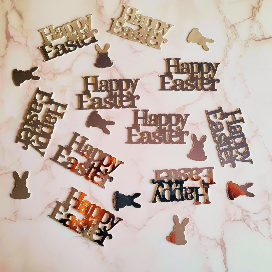 Happy Easter Gold, Silver, Rose Gold Table Confetti Decorations