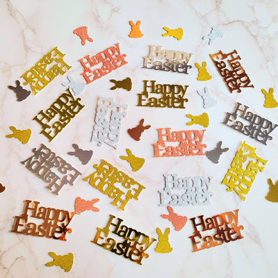 Happy Easter Gold, Silver, Rose Gold Table Confetti Decorations