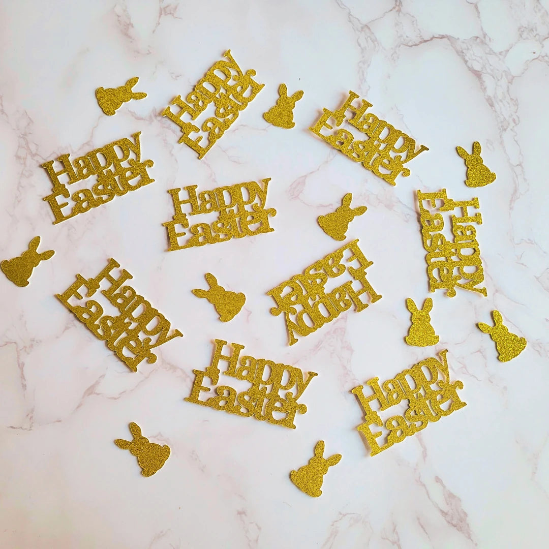 Happy Easter Gold, Silver, Rose Gold Table Confetti Decorations