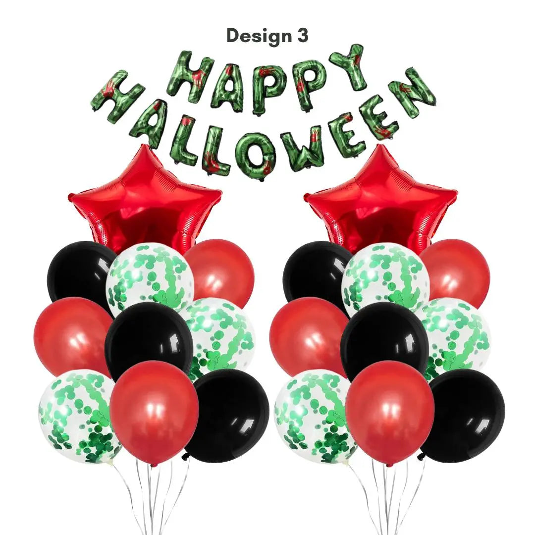 Happy Halloween Green and Black Balloon Set