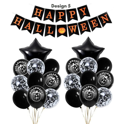 Happy Halloween Orange and Black Balloon Banner Set