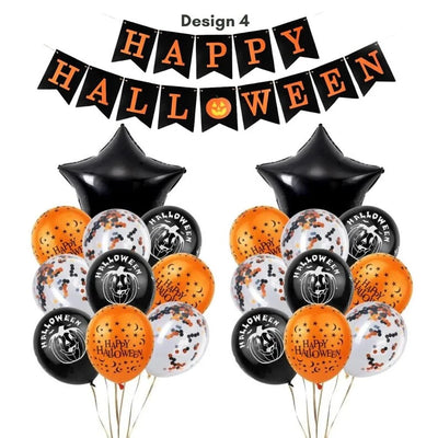 Happy Halloween Orange and Black Balloon Banner Set