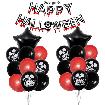 Happy Halloween Red and Black Balloon Banner Set