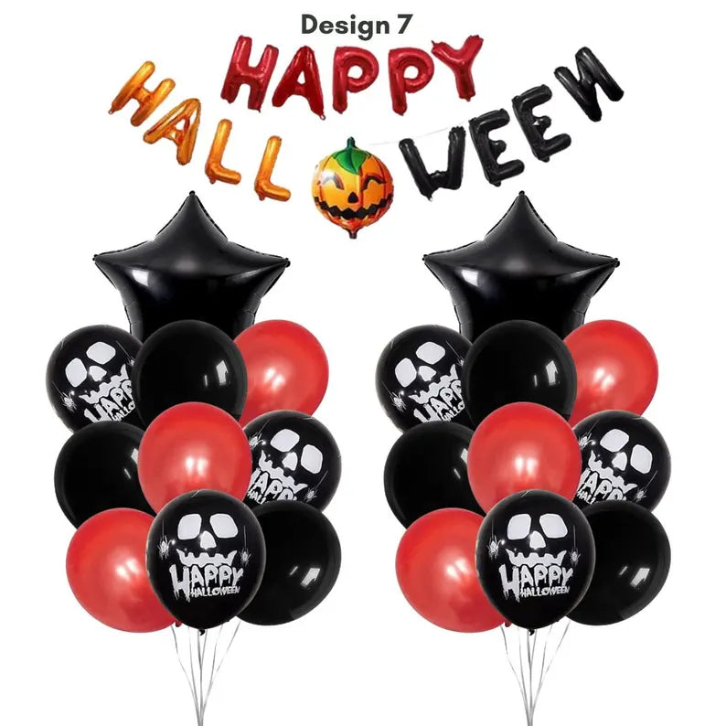 Happy Halloween Red and Black Balloon Banner Set