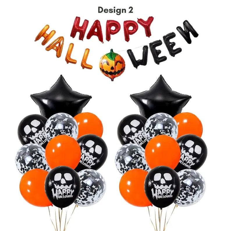 Happy Halloween Red and Black Balloon Banner Set