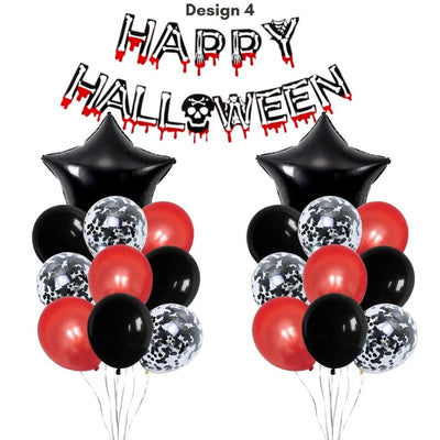 Happy Halloween Red and Black Balloon Banner Set