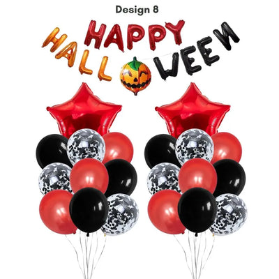 Happy Halloween Red and Black Balloon Banner Set