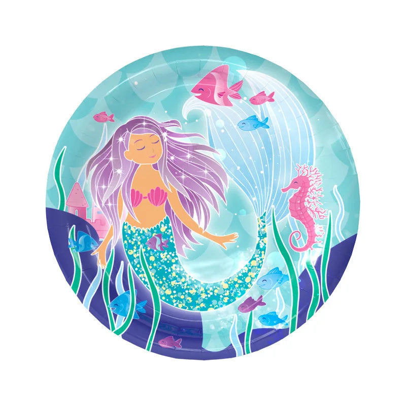 Pack of 6 Mermaid Party Paper Plate - Partyshakes Tableware